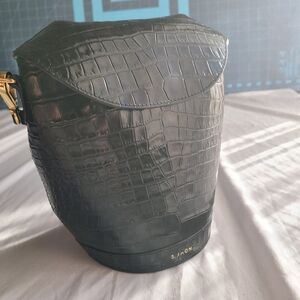 S. Joon Designer Black Crocodile-Embossed Leather Made In Italy